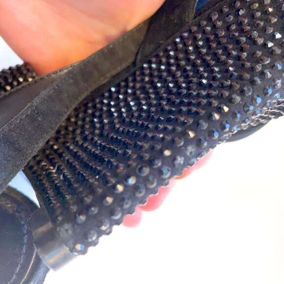 Tory Burch Black Lila Embellished Wedge Heels, Size 6 - Picture 10 of 10